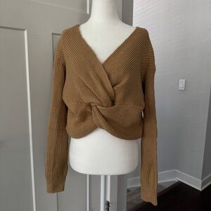 Size S tan and brown knit top with a twist